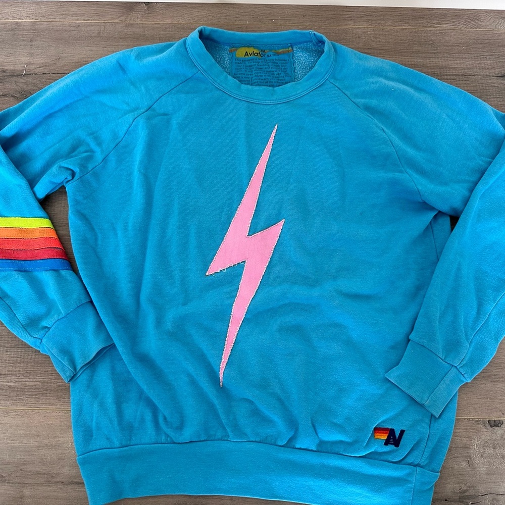 Aviator Nation Blue Lightning Bolt Sweatshirt
